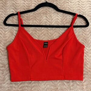 SHEIN Red V-Neck Crop Top